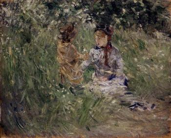 Berthe Morisot : Julie with Pasie in the Garden at Bougival